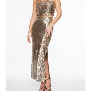 Gold sequin maxi skirt